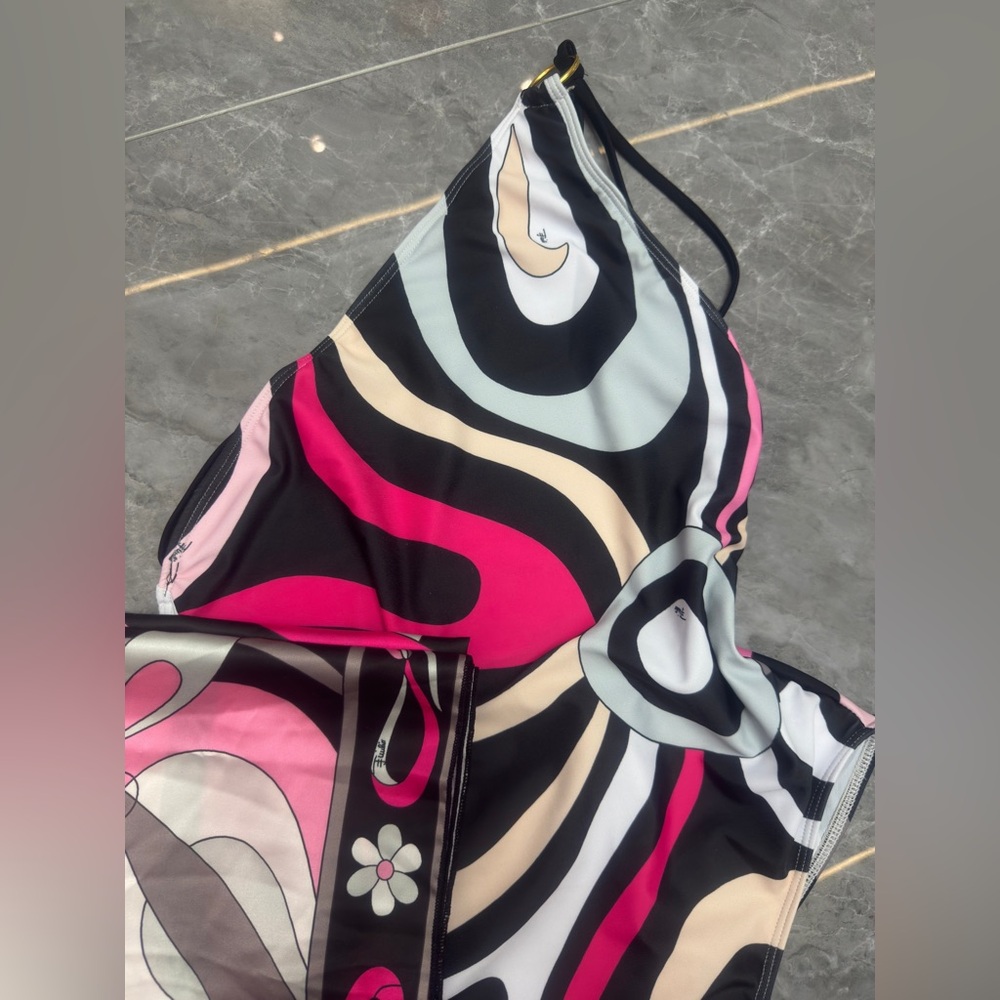 Emilio Pucci single-shoulder black one-piece swimming suit - Picture 3 of 6